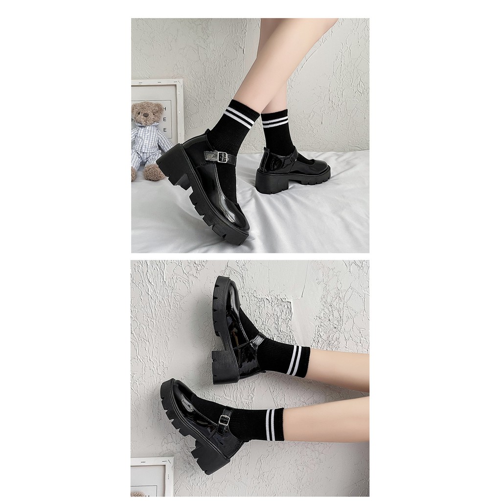 [LOẠI 1 - ĐẾ CAO 6 CM] Giày lolita nữ da bóng, da lì đế dày cao gót ulzzang phong cách Hàn Quốc sang chảnh GC03