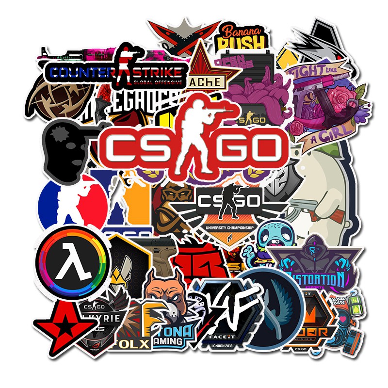 Bộ 50 Miếng Dán Chống Thấm Nước Hình Trò Chơi Cs Go Độc Đáo