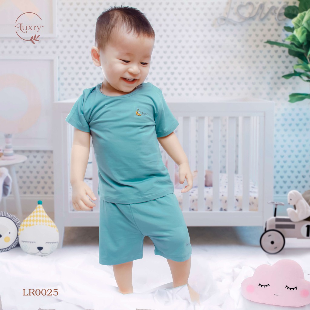 Bộ cộc tay cài vai xanh rêu Luxry