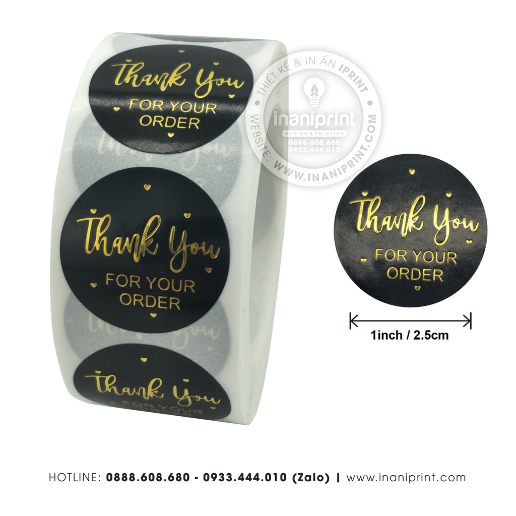 STICKER CUỘN 500 TEM ÁNH KIM - STICKER CẢM ƠN DÀNH CHO SHOP BÁN HÀNG - STICKER ÁNH KIM SANG TRỌNG