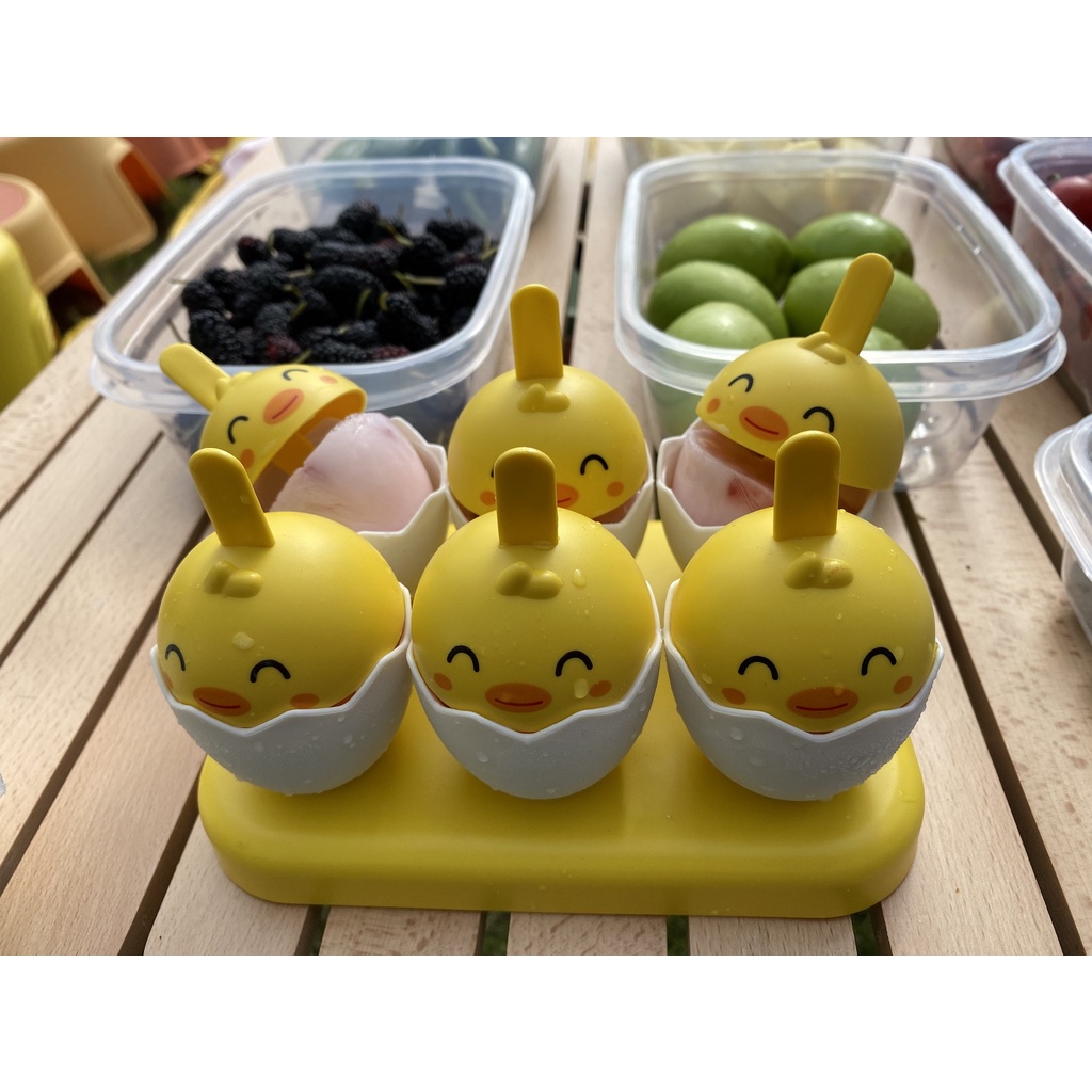 Bộ Khuôn làm kem 6 que VỊT VÀNG dễ thương- nội địa Trung