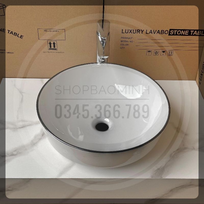Chậu rửa mặt - Lavabo tròn đặt bàn cao cấp (KT 41x41cm)