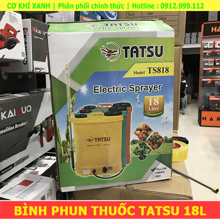 Bình phun thuốc trừ sâu 18 lít TATSU, bình xịt điện chính hãng có phụ kiện thay thế