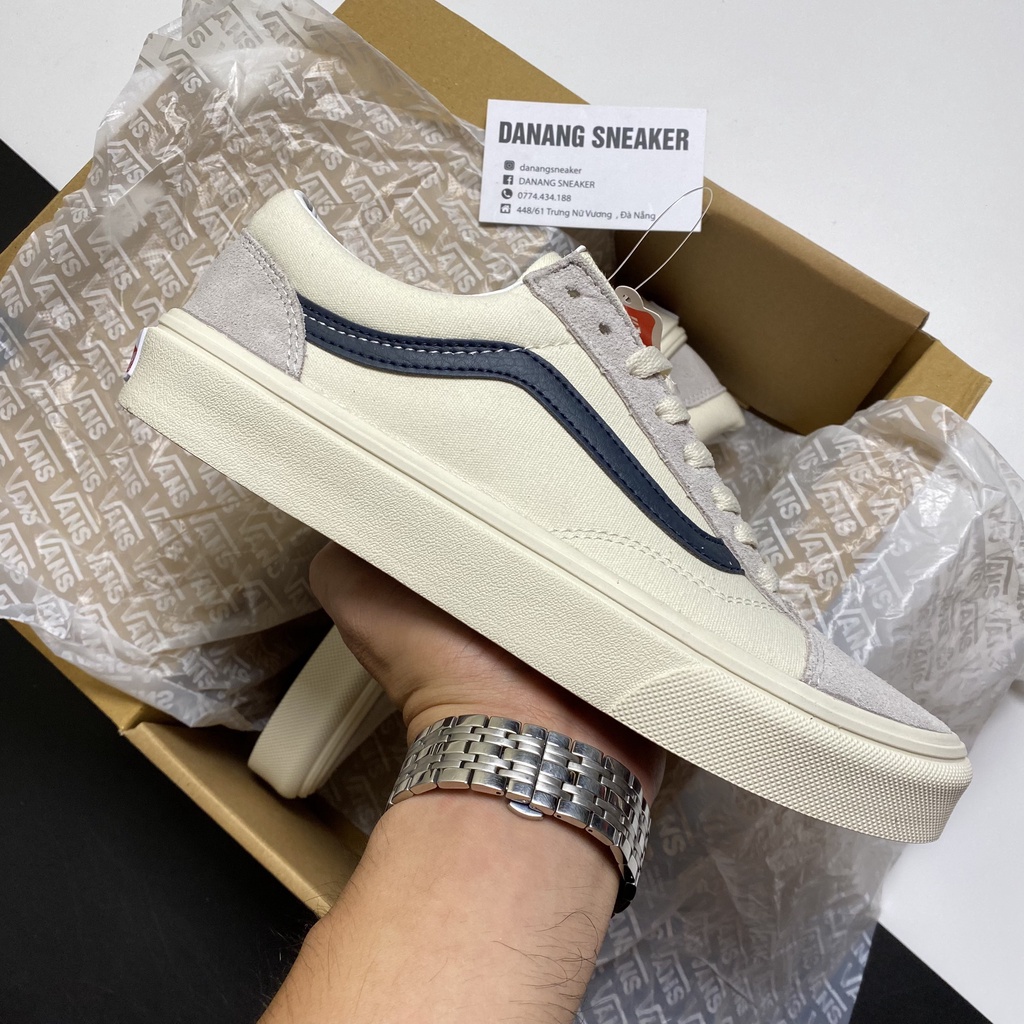 Giày Style 36 White Black (Vans trắng sọc đen) - DANANG SNEAKER | Phiên bản 1:1 chuẩn.