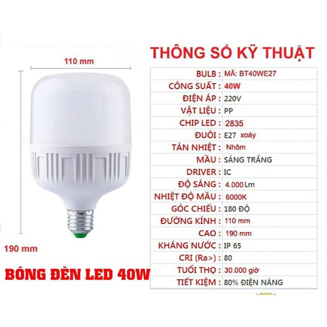 ☄️Bóng Đèn Led Trụ 5W-10W-15W-20W-30W-40W-45W-50W-65W Linh Phi