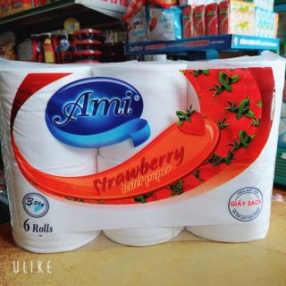 Giấy vệ sinh Ami giấy 3 lớp siêu dai mềm mịn bịch 6 cuộn  1kg