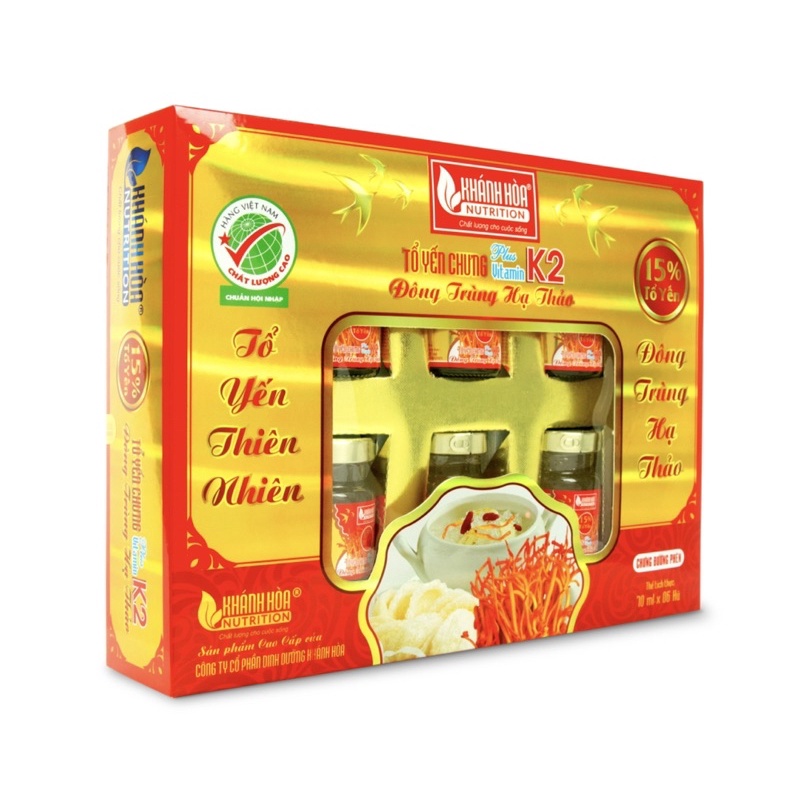 Tổ yến Chưng Đông Trùng Hạ Thảo 15%( Hộp 6 hủ )
