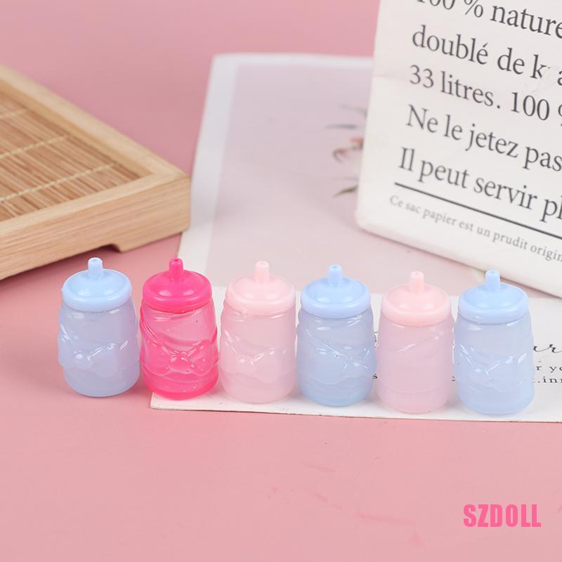 Set 2 Bình Sữa Nhựa Mini Mềm Mại Cho Nhà Búp Bê