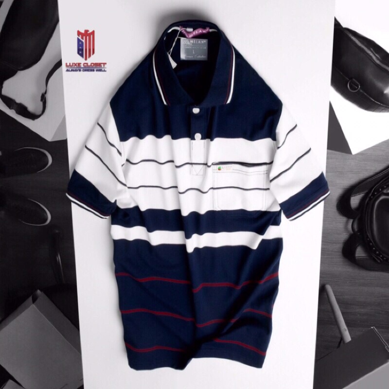 Áo thun sọc nam trung niên cotton nhiều màu sang trọng ACT008