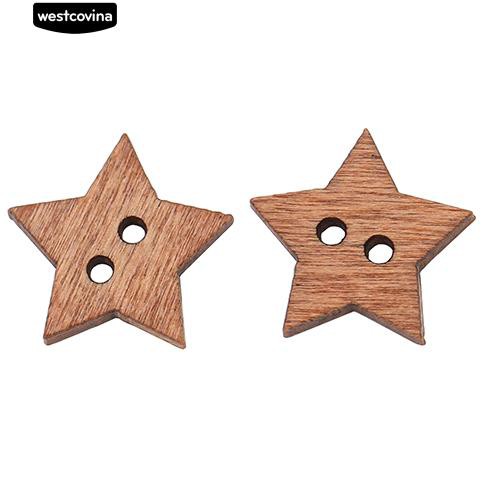 Set 100 Cúc Gỗ 2 Lỗ Hình Ngôi Sao Chuyên Dụng Cho Thợ May Vá