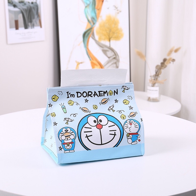 Túi Đựng Khăn Giấy Da PU Gấp Gọn Doremon Doraemon