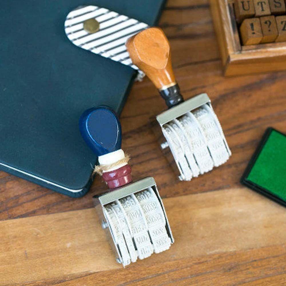 AUGUSTINA Con Dấu Lăn Bằng Gỗ Dùng Trang Trí Sổ Tay DIY Nắp Lật