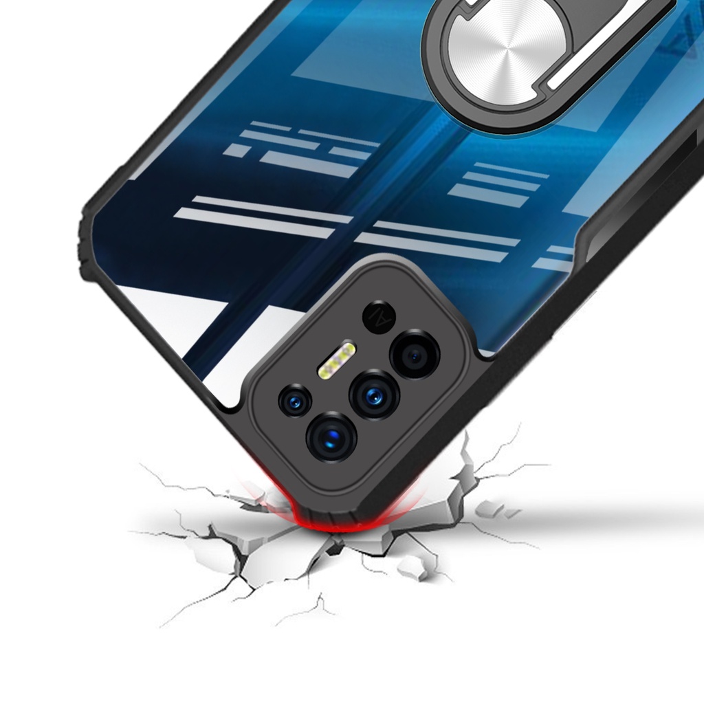 Ốp Điện Thoại Acrylic Trong Suốt Chống Rơi Có Vòng Đỡ Cho Tecno Pova 2/Pova/LE7/LD7/G80/Camon 16 Premier 18 18P Spark 6