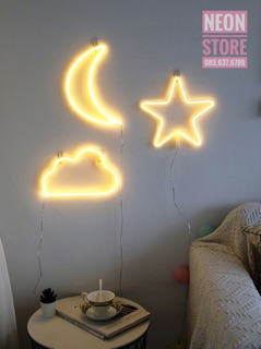 Đèn 𝐍𝐞𝐨𝐧 Mây Mây trang trí decor không gian, đèn ngủ (TẶNG NGAY mạch điều khiển tích hợp)