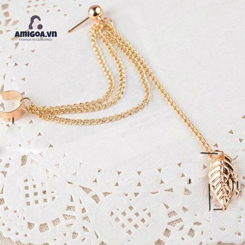 Bông Tai Hợp Kim Hình Lá Tua Rua Đơn Giản Đa Năng