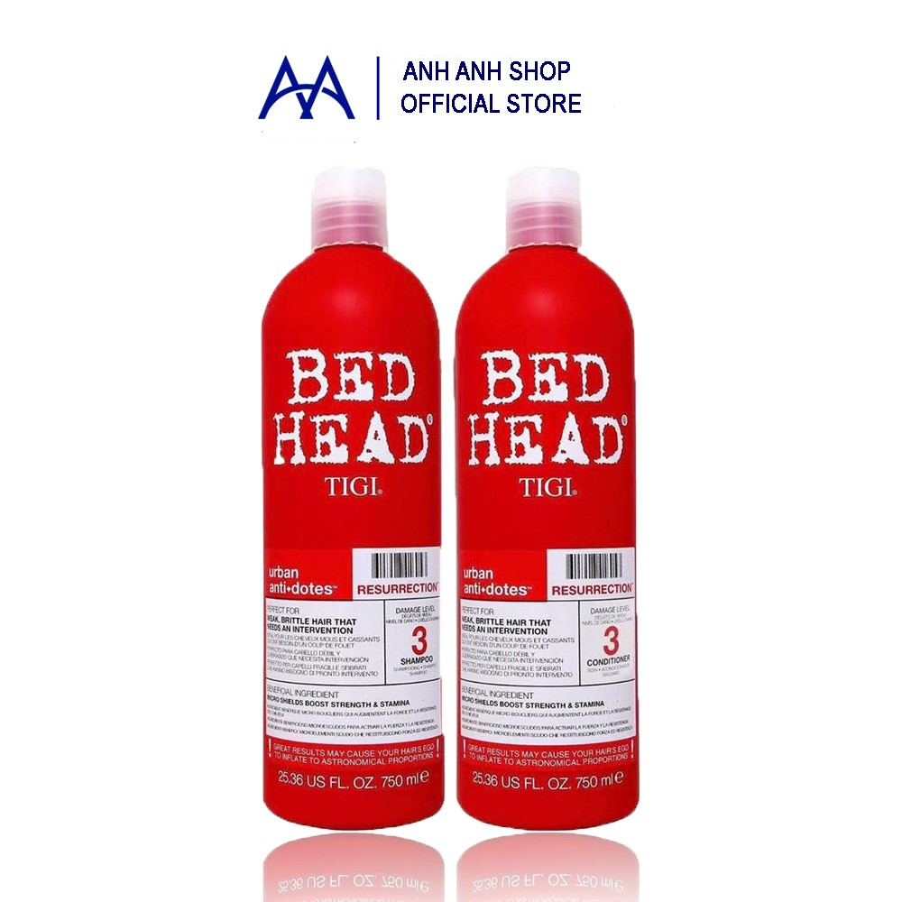 ✅ BỘ DẦU GỘI + DẦU XẢ TIGI Haircare Bed Head Rehab For Hair Shampoo And Conditioner 750 Ml (ĐỎ)