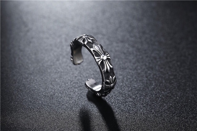 Nhẫn titan Chrome hearts tròn thiết kế hở không gỉ MR2108
