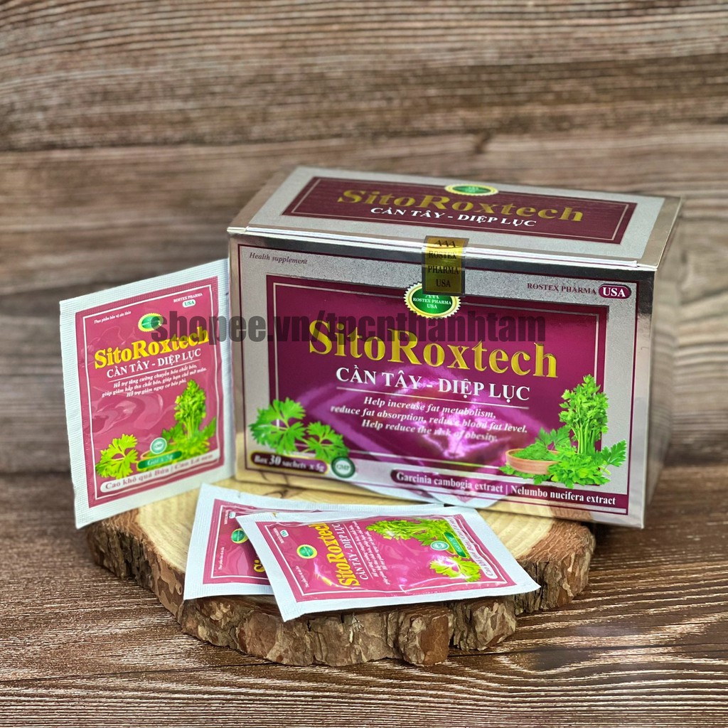 Bột CẦN TÂY DIỆP LỤC SITO ROXTECH hỗ trợ giảm cân, duy trì vốc dáng – Hộp  30 gói ( dùng trong 15 ngày )