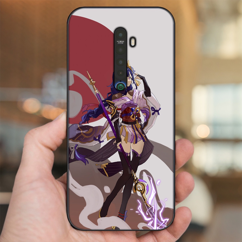 Ốp lưng Oppo Reno 2 viền đen in hình Raiden Shogun Genshin Impact