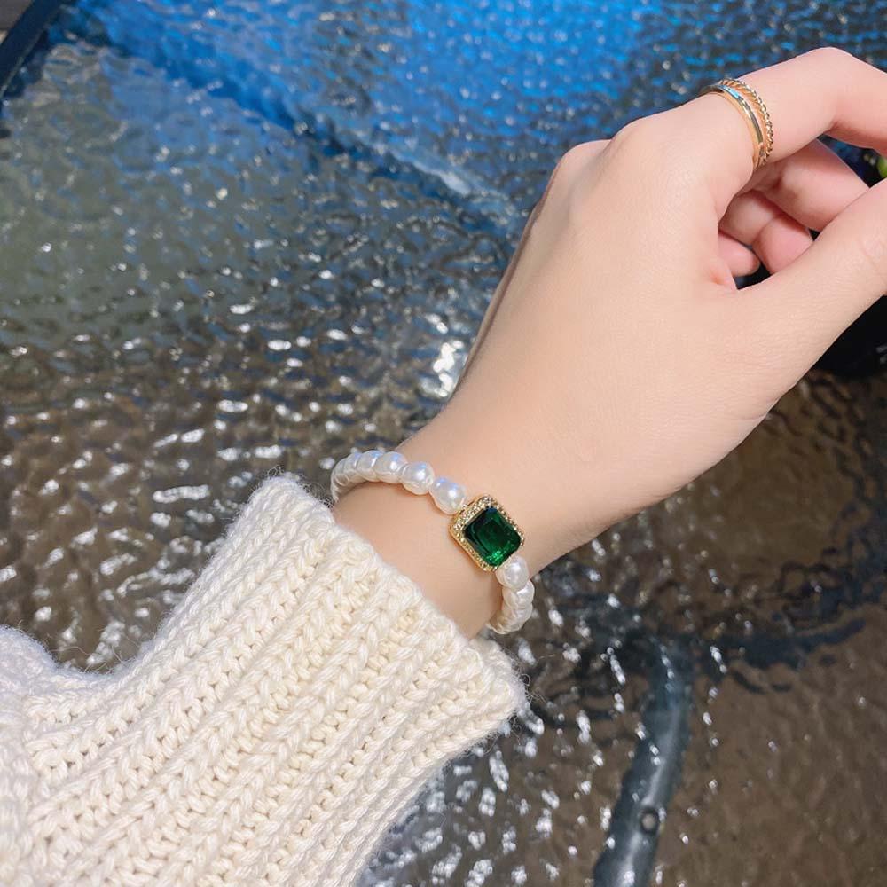 Vòng cổ Mặt Kính Màu Xanh Lá Bằng Hợp Kim Thời Trang Hàn Quốc Cho Nữ