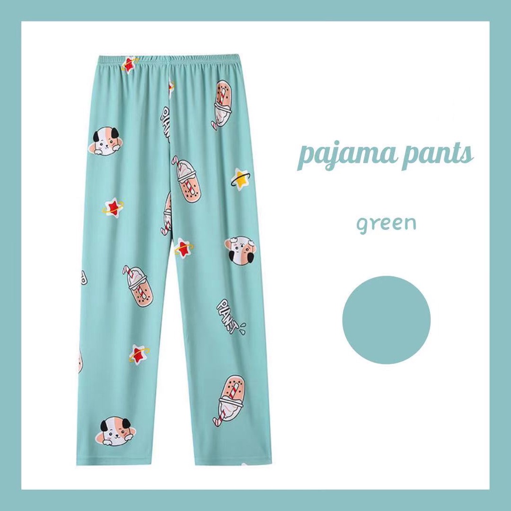 Quần ngủ lưng cao kiểu dáng rộng rãi vừa vặn họa tiết dễ thương cỡ lớn thời trang mùa thu và mùa xuân dành cho nữ