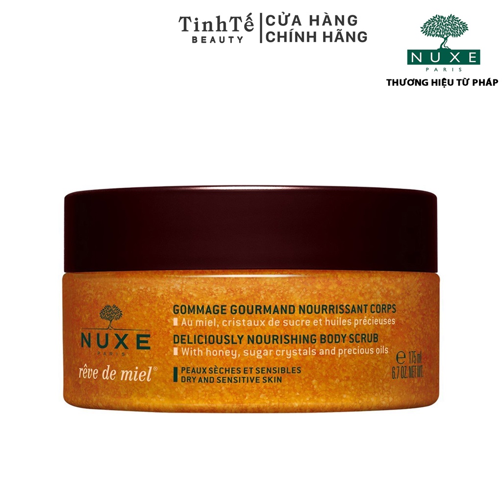 Tẩy tế bào chết mật ong, tinh thể đường và dầu thực vật quý Nuxe Rêve de miel® nourishing body scrub 175ml