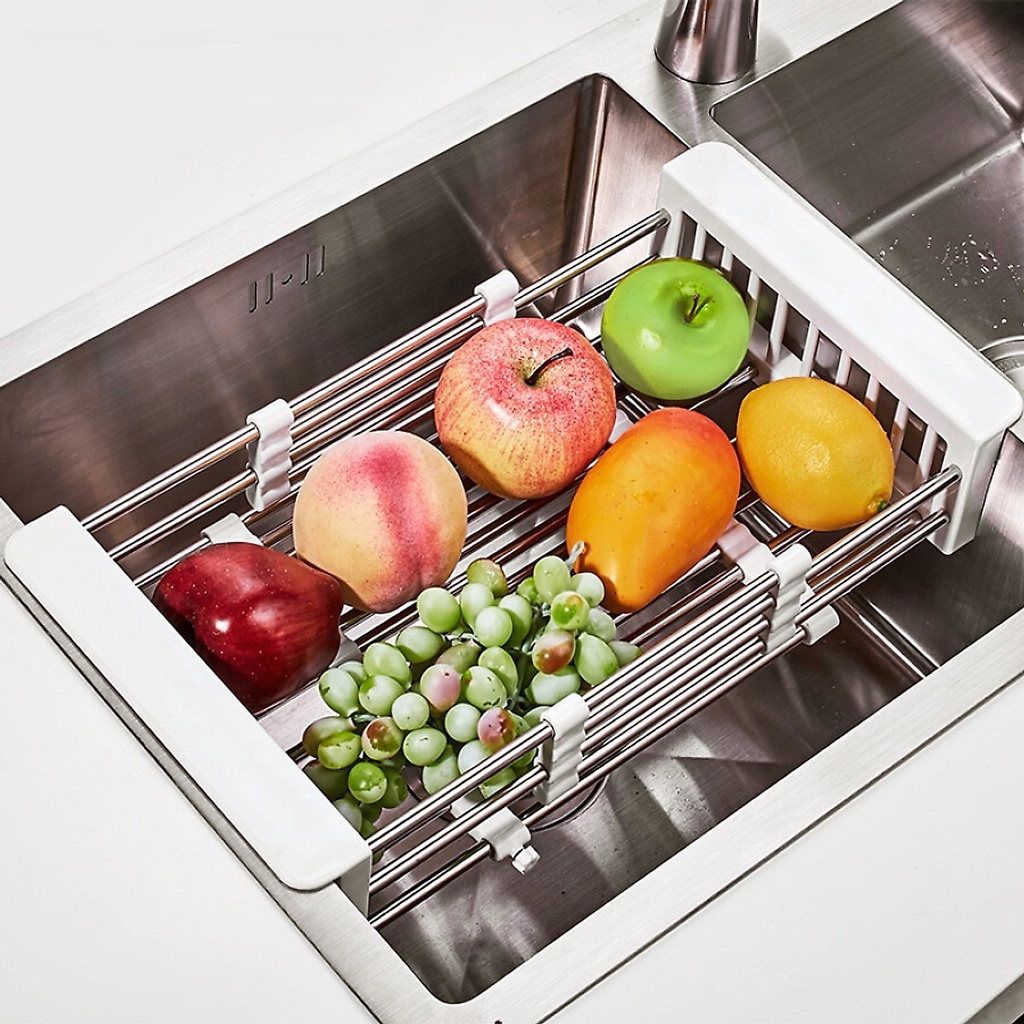 Rổ inox gác chậu rửa bát