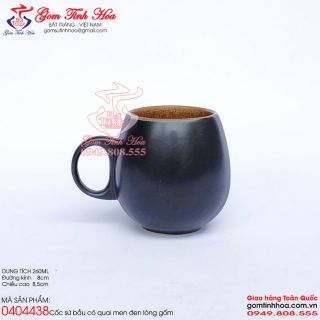Cốc cafe gốm sứ men đen lòng gốm