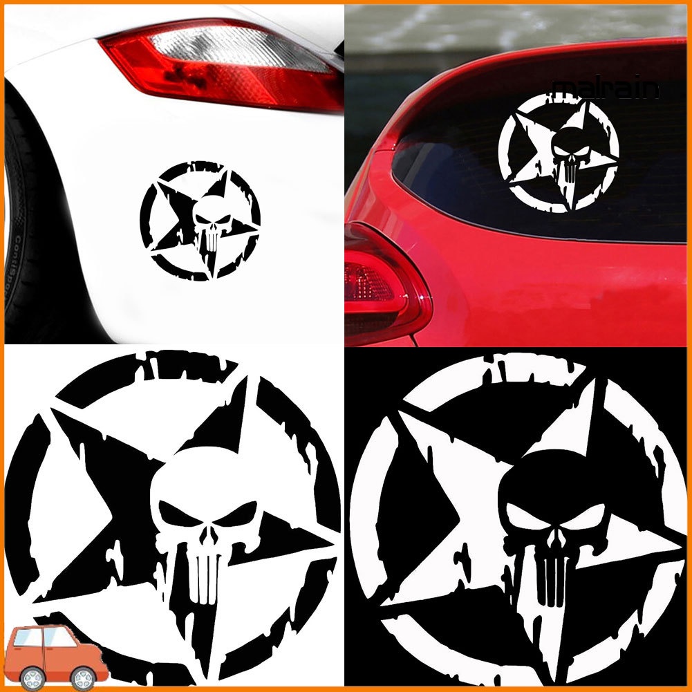 Decal Dán Trang Trí Cửa Sổ Xe Hơi Hình Đầu Lâu Punisher