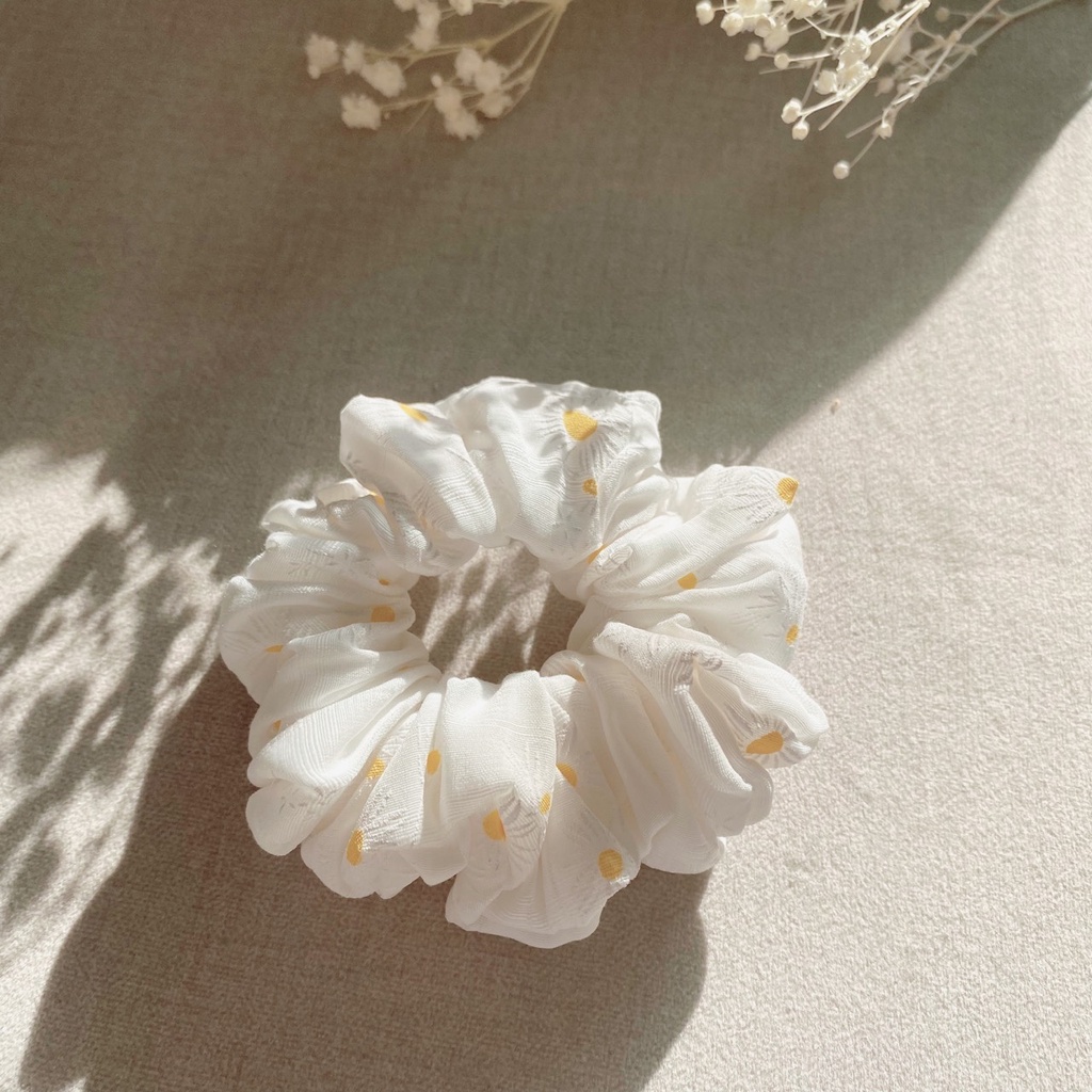 Dây Buộc Tóc Scrunchies Hoa Cúc Trắng - PK0046