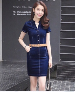 Đầm Jean Body Cổ Trụ