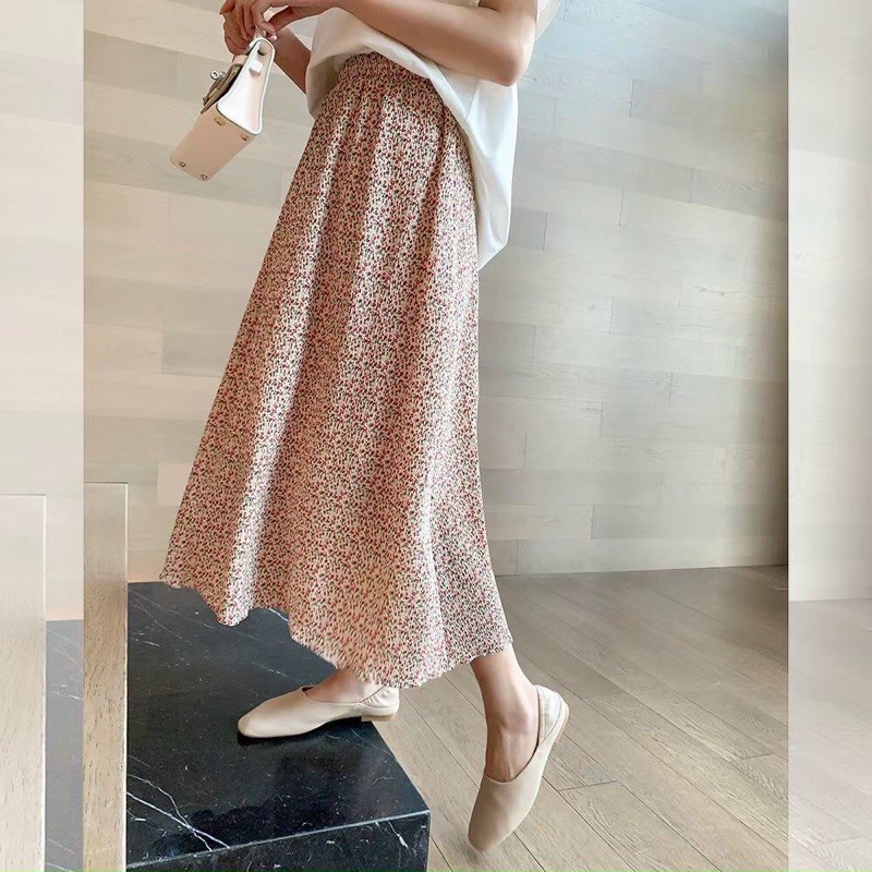 [Quà tặng là gói xả vải nha] Chân váy dài midi hoa nhí- Chân váy xếp ly vintage xinh xắn mẫu mới tại Sili shop | BigBuy360 - bigbuy360.vn