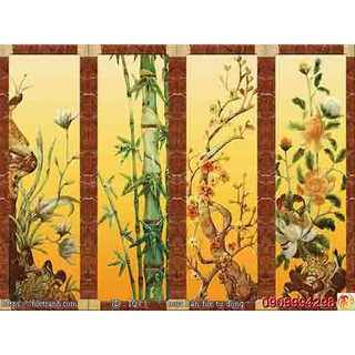 TRANH DÁN TƯỜNG 3D TỨ QUÝ -TRANH DÁN TỨ QUÝ TÙNG,TRÚC,CÚC,MAI