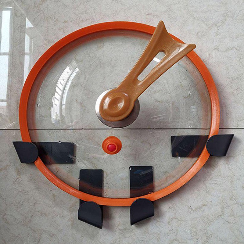 Hot sale 6pcs / set wall-mounted pot lid rack multi-function kitchen storage holder