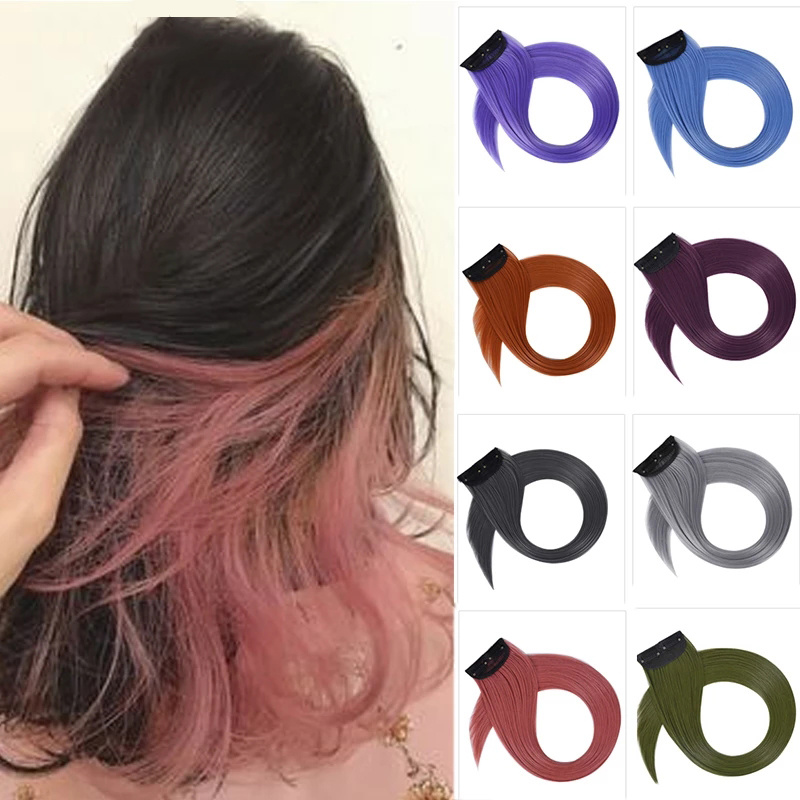 Kẹp tóc giả nữ dài thẳng màu ombre cá tính