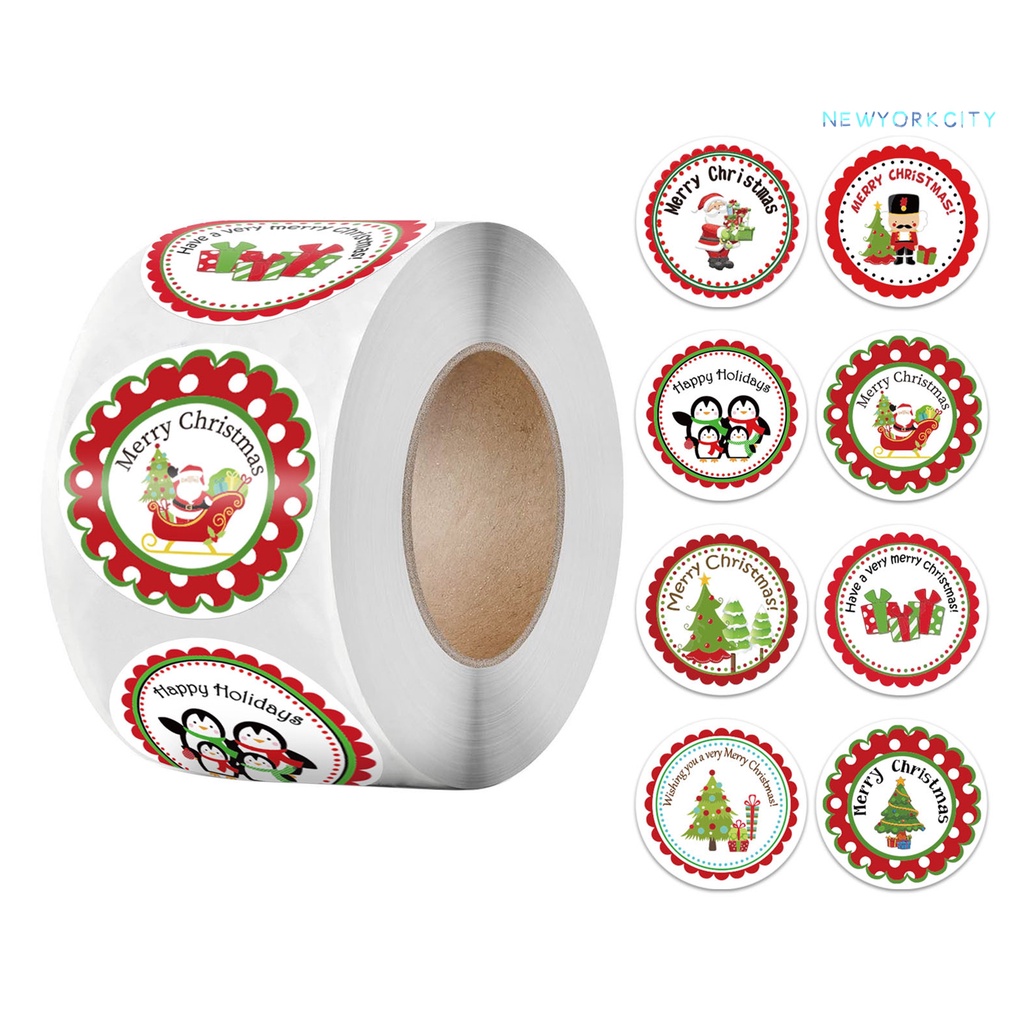 Cuộn 500 Nhãn Dán Tự Dính Trang Trí Phong Bì Giáng Sinh