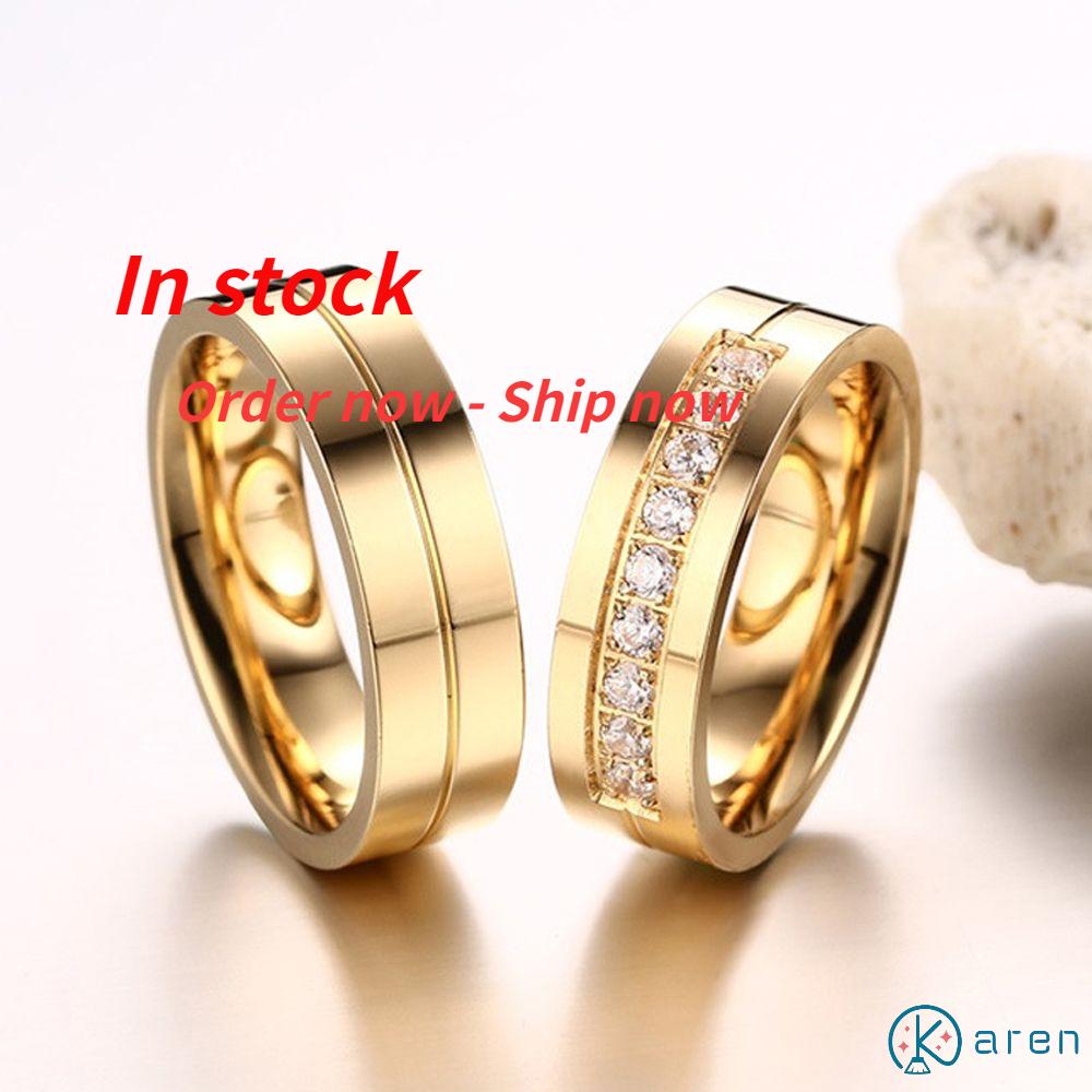 Nhẫn Đính Đá Zircon 18K Thời Trang Sang Trọng Cho Nam Và Nữ|Nhẫn Thép Không Gỉ AAA CZ Mới