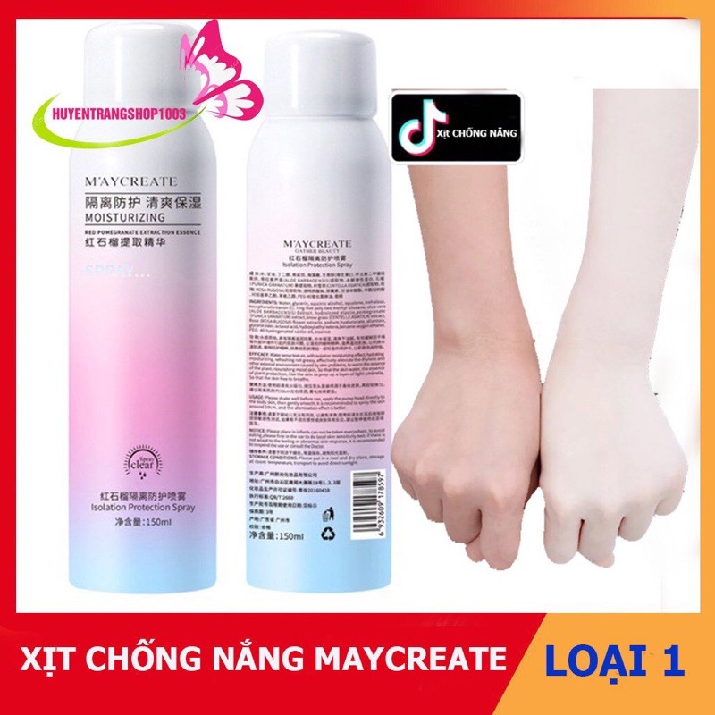 Xịt Chống Nắng trắng da MayCreate 150ml loại 1 date mới