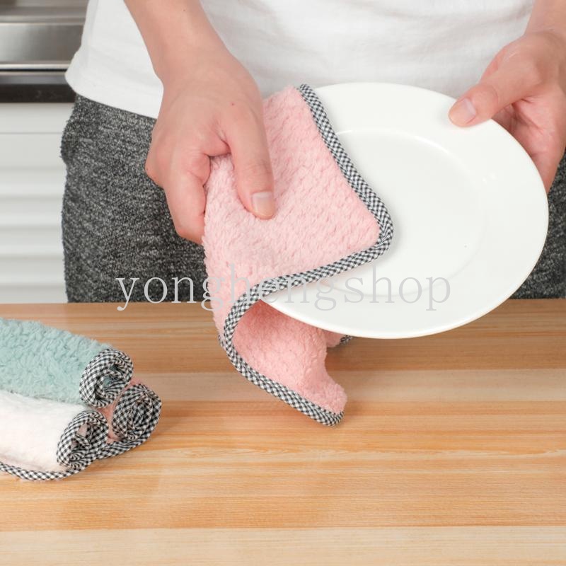 Khăn Lau Chén Dĩa Bằng Nhung San Hô Thấm Hút Nước Họa Tiết Sọc Quả Dứa Tiện Dụng Cho Nhà Bếp