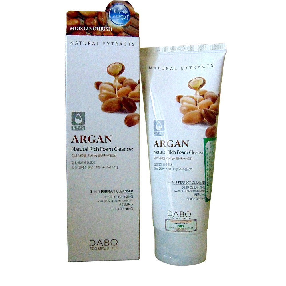 Hàng Chính Hãng - Sữa Rửa Mặt Trắng Da Xoá Xạm Dabo Argan Foam Cleanser Hàn Quốc 180ml (MẪU MỚI )