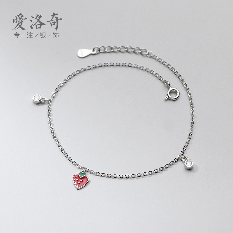 Lắc Chân Mạ Bạc 925 Đính Đá Hình Quả Dâu Tây Xinh Xắn | BigBuy360 - bigbuy360.vn