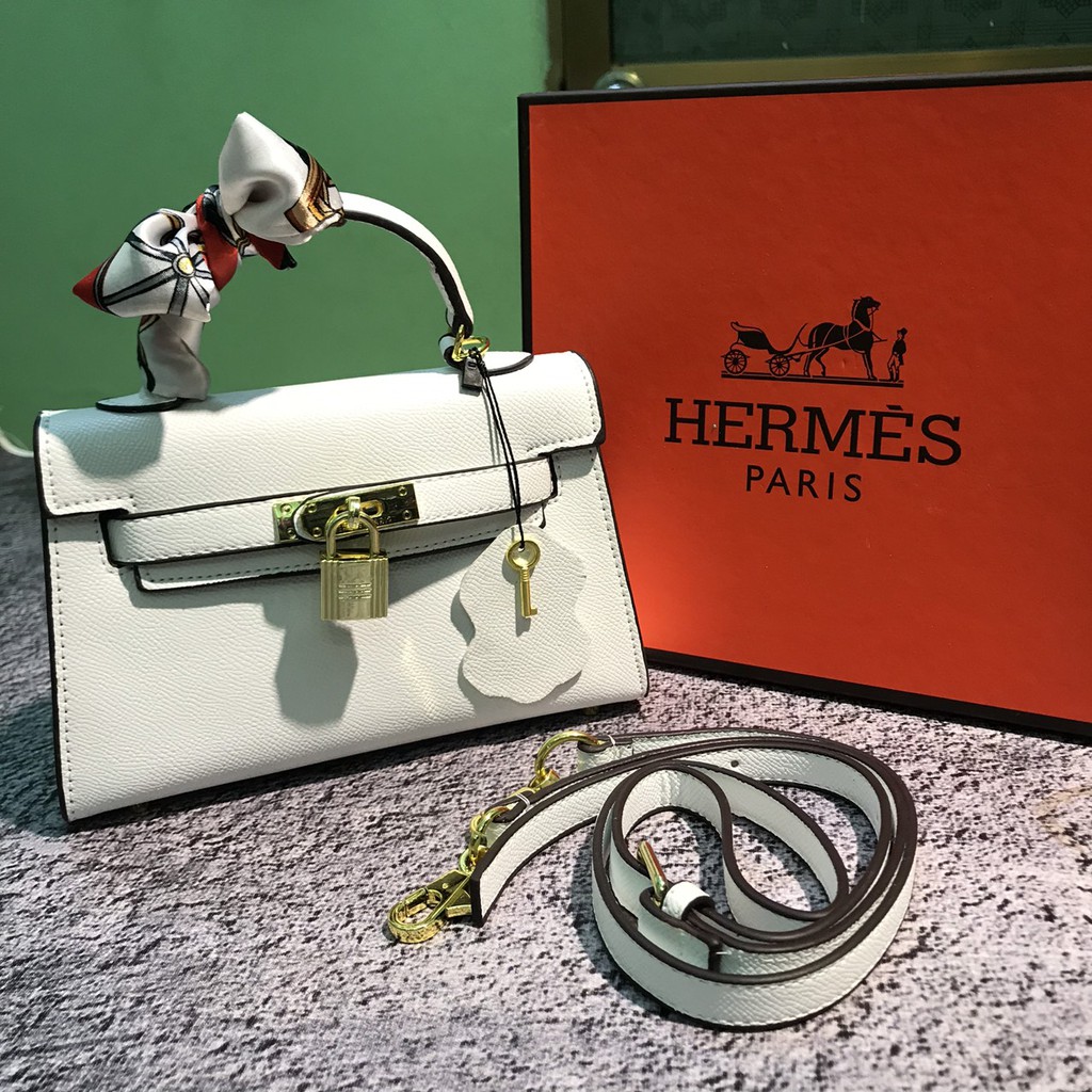 [Mã WAMT2405 giảm 10k đơn 0k] (siêu phẩm cao cấp ) túi hm mini kelly full box da lì kèm khăn | BigBuy360 - bigbuy360.vn