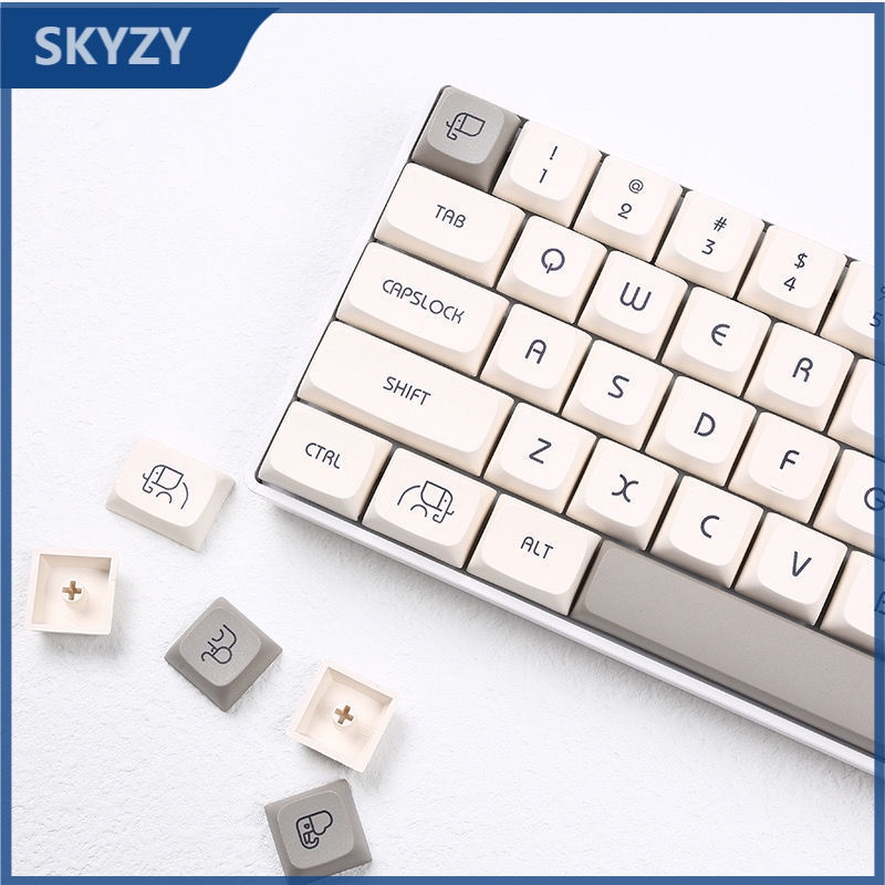 Elephant keycaps XDA Profile PBT DYE SUB cổ điển màu xám và trắng bàn phím cơ Keycap