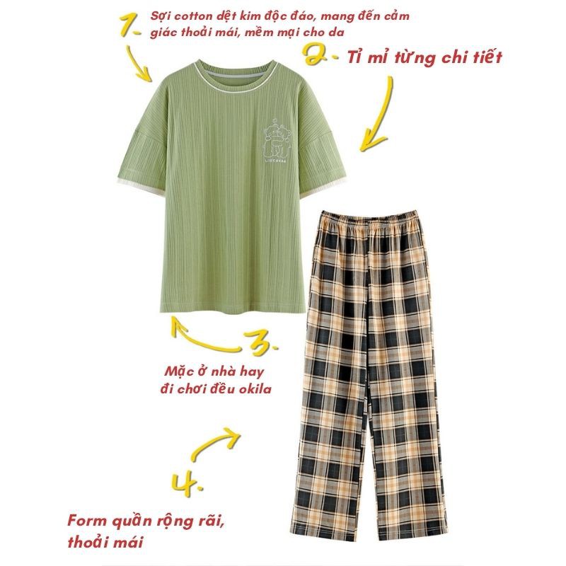 Đồ Bộ Mặc Nhà Quần Dài  - Bộ Ngủ Mặc Nhà Quần Dài Áo Cộc Form Rộng Dễ Thương Guu DN25 | BigBuy360 - bigbuy360.vn