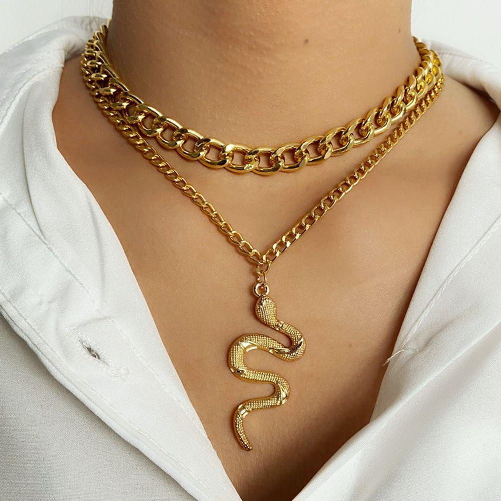 Vòng cổ Nhiều Lớp Bằng Hợp Kim Dày WMES15H Y2K Thời Trang Cho Nam Và Nữ