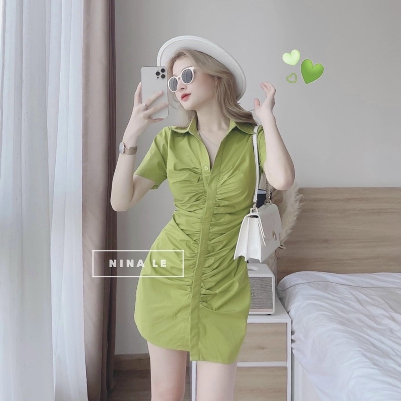 Váy sơ mi nhún eo