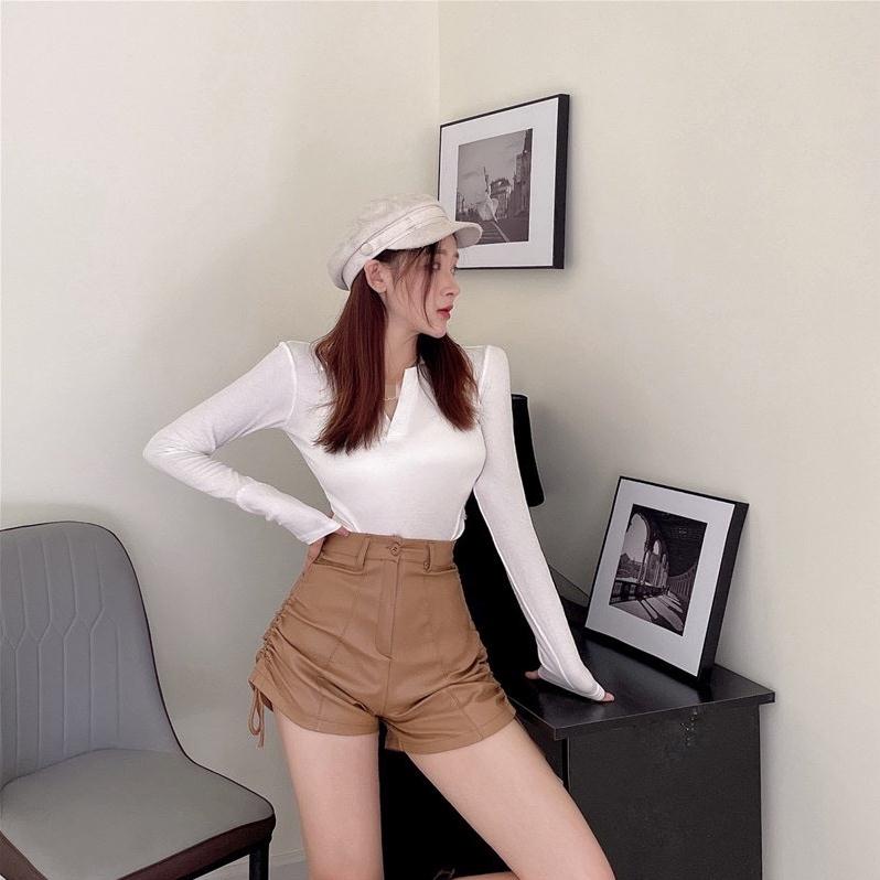 [ Giá Sỉ ] Quần sooc da nữ, quần da rút dây hàng loại 1 _sẵn hàng