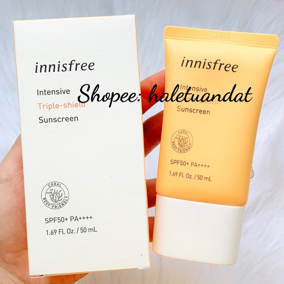 KEM CHỐNG NẮNG INNISFREE INTENSIVE TRIPLE SHIELD( 10ML +50ML ) + LEIURE 18G