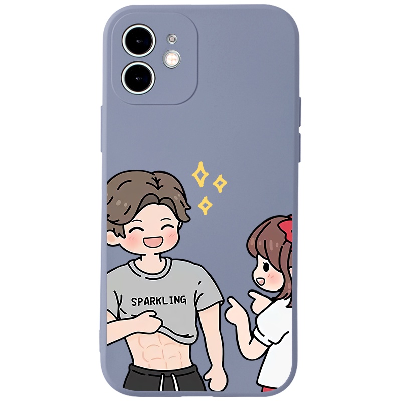 Ốp lưng JURSUE hoạt hình cặp đôi dễ thương đẹp cho iPhone 13 12 11 Pro Max SE 2020 X XR XS 8 7 ip 6S 6 Plus kute Y2004