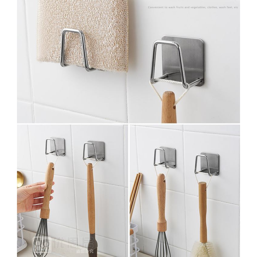 Móc inox 304 dán 3M để đồ rửa chén bát bền đẹp